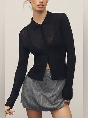 Bardot Ayda Knit Polo Top In Black - XS - NWT